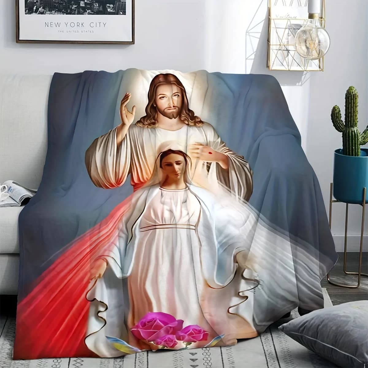 Coperta natalizia morbida e accogliente per divano letto, viaggi in ufficio, regalo per tutte le stagioni per amici di famiglia, tessuto confortevole
