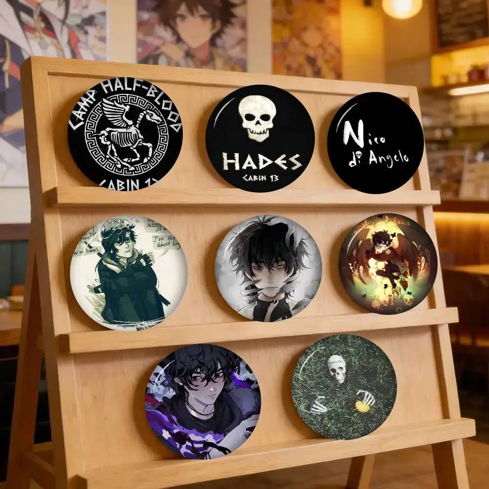 Nico Di Angelo Skeleton Anime Cute Anime Figure Icon Badge Handmade Tinplate Brooch For Backpack Clothes Chest Ornament Gifts