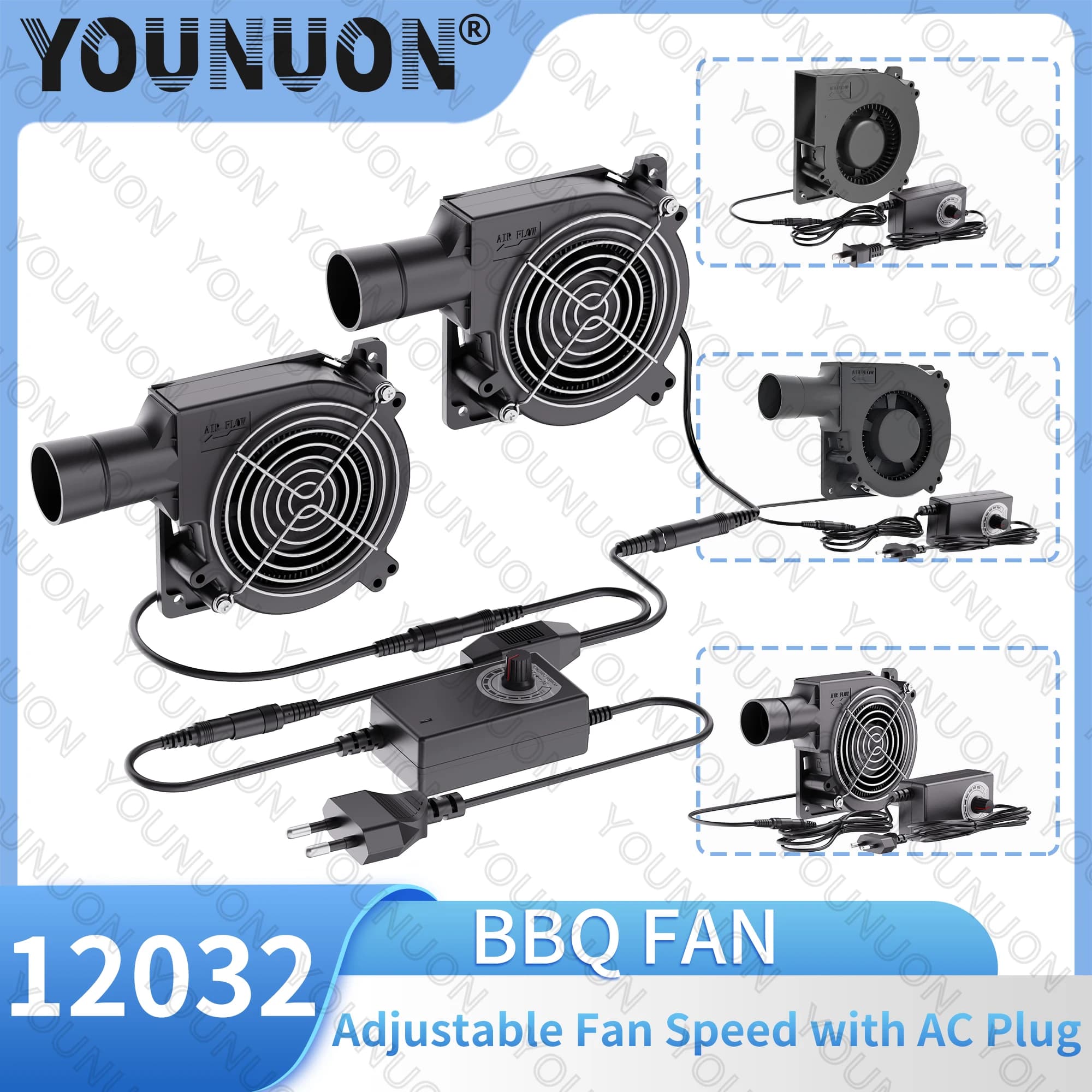 BBQ 120MM Fan DC 12V 120mmx32mm Centrifugal Cooling Fan Variable Speed Regulator Barbecue Fan for Camping Cooking