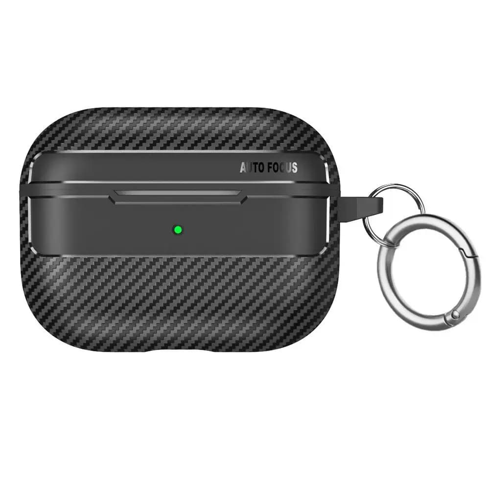 Soft Silicone Protective Case with Carbon Fiber Texture for AirPods Pro 3, Auxiliary Accessories with Cordino and Keyring