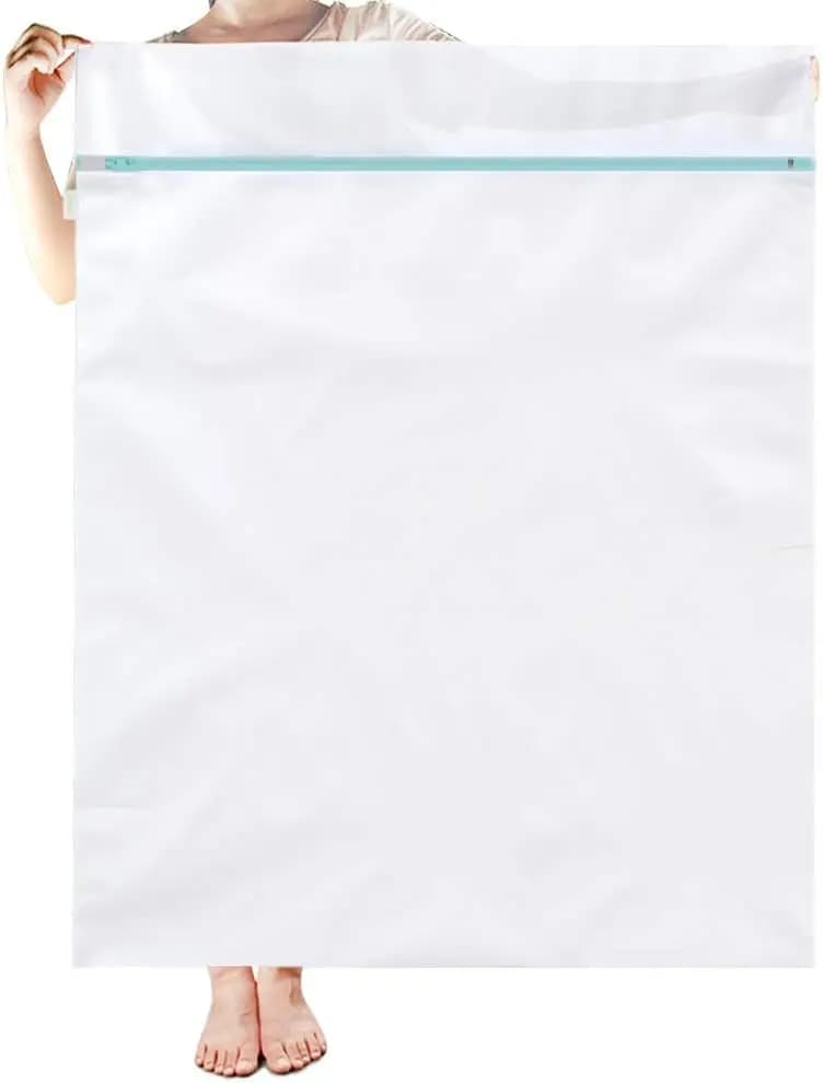 Large Mesh Washing Bag 35x43 in - XL Laundry Bag for Travel, College, Camp - Protects Delicates, Bedding, Blankets - Blue