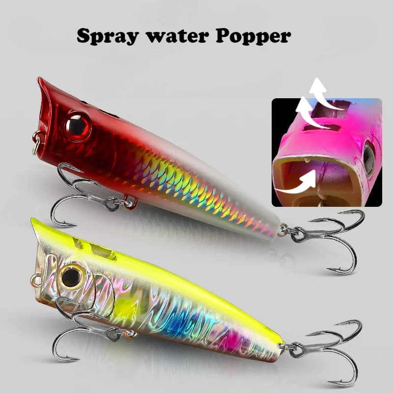 1 pz/5 pz Topwater Popper 9g 14.5g 18g Galleggiante Rock pop Esche Dure Artificiali per Bass Pesce Persico Luccio Richiamo di Pesca