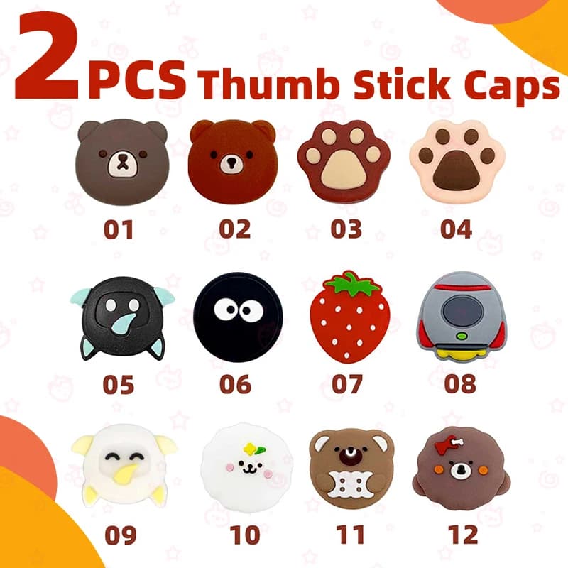 2PCS Silicone Thumb Stick Caps For Switch/Switch OLED/Switch Lite Joystick Covers for Joy Controller NS Switch Accessories