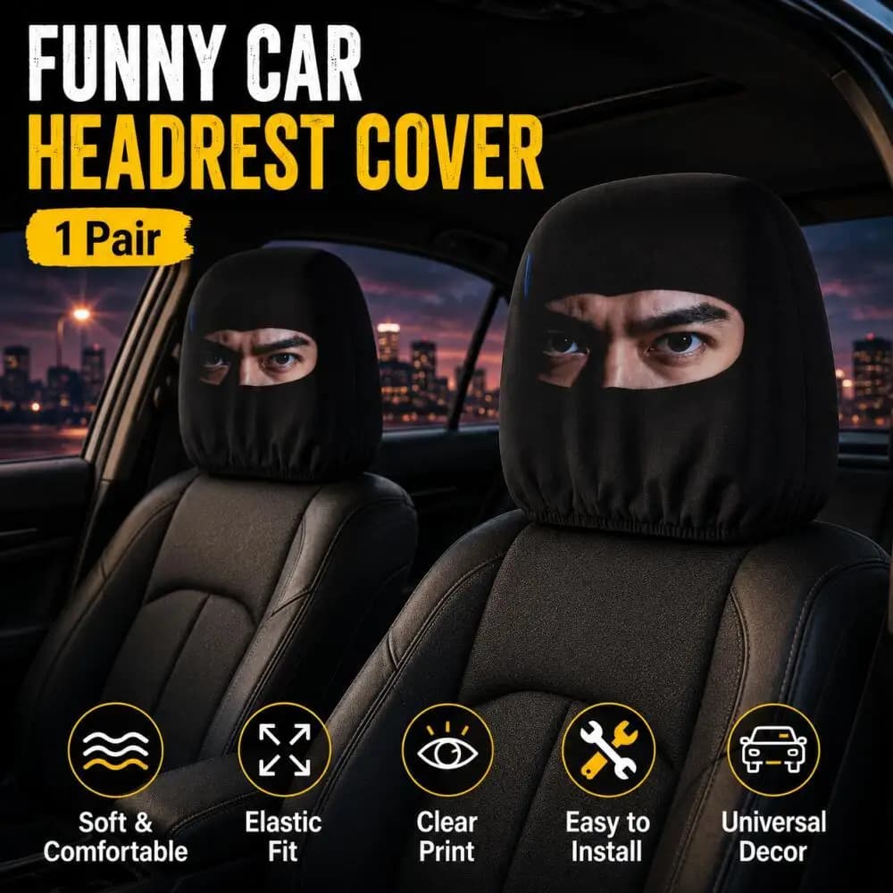 1Pair Funny Eye Print Car Headrest Covers, Universal Auto Seat Decor for Interior Accessories