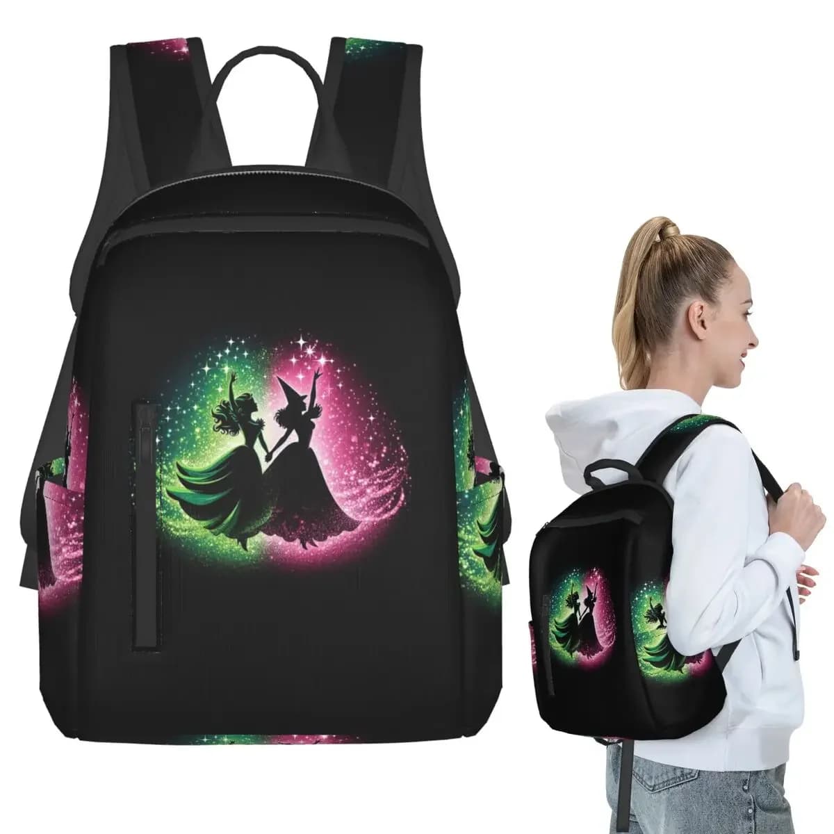 Elphaba And Glinda Wicked The Musical Backpack Student BookBag Kids School Bag Computer Shoulder Bags Men Women