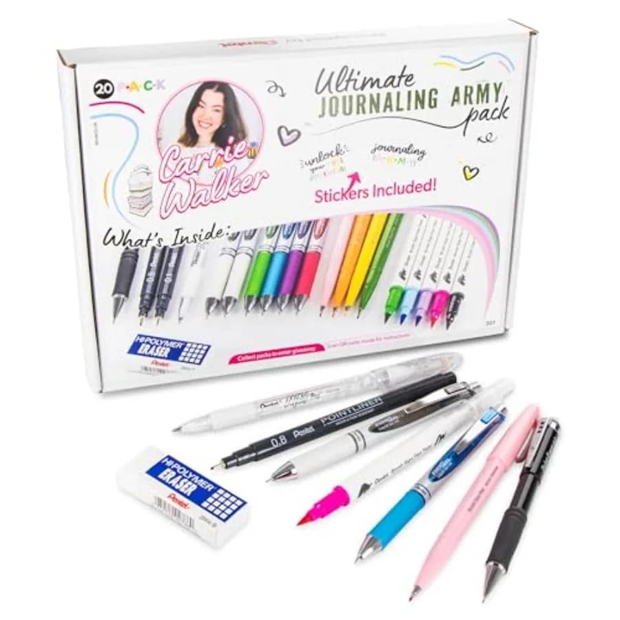 Kit Definitivo Carrie Walker per Scrittura e Journaling: Set di 20 Pezzi con Penne Gel, Matite Meccaniche e Pennarelli Assortiti