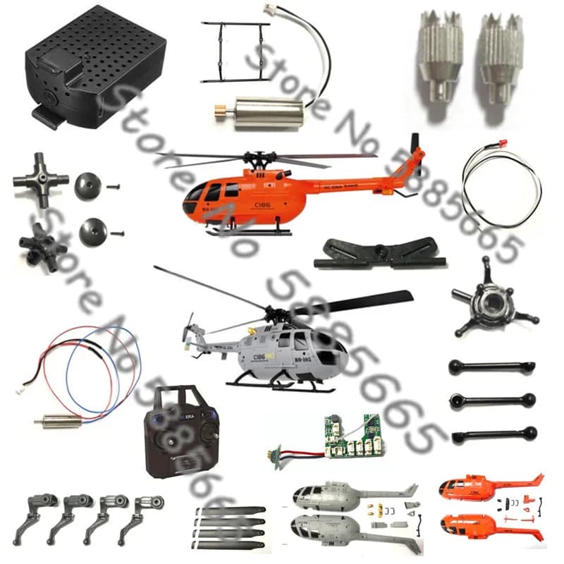 BO-105 C186 Elica senza aleroni Telecomando RC Elicottero Drone Pezzi di ricambio 7.4V 350MAh Batteria/Trasmettitore/Motore/Lame/USB