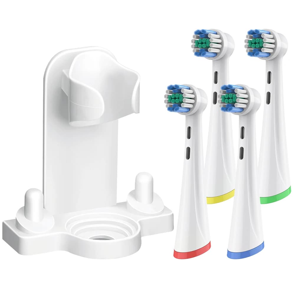 4 testine di ricambio rotanti e supporto per spazzolino compatibili con spazzolini elettrici Oral B iO 2/3/4/5/6/7/8/9/10