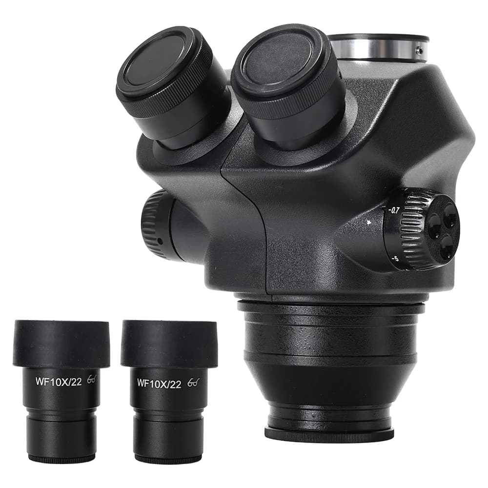 7X-45X 7X-50X Microscopio stereo Microscopio trinoculare Testa con oculare WF10X/22mm Protezioni per gli occhi in gomma Accessori per microscopio