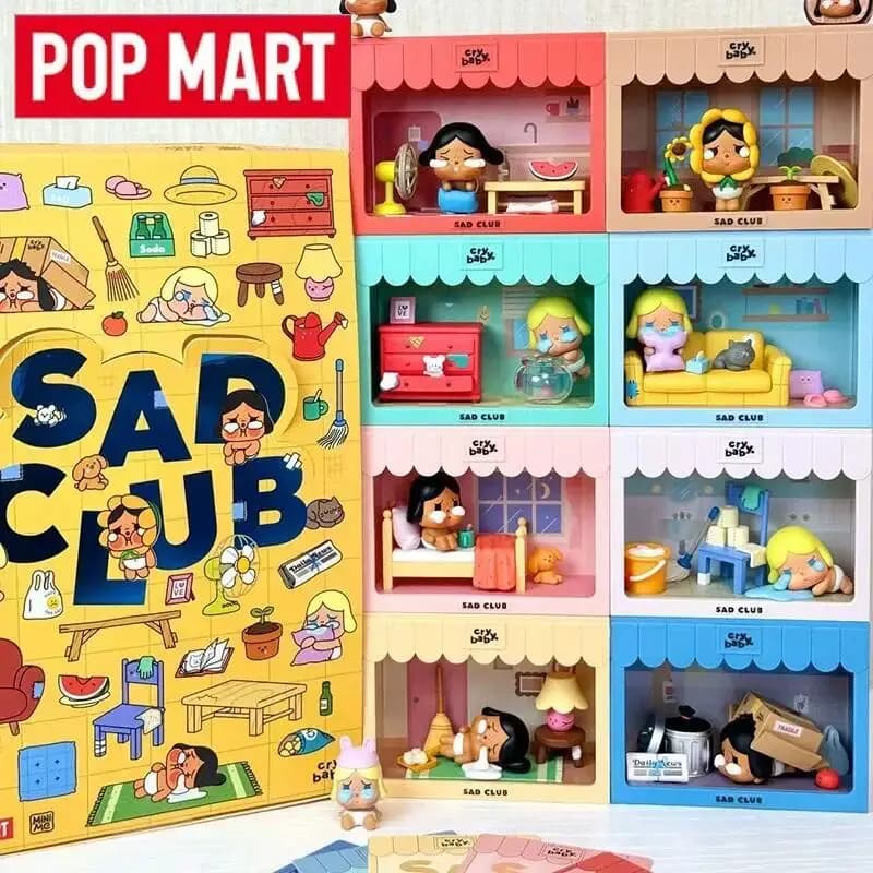 POP MART Crybaby Sad Club Serie Set di scene Scatola cieca Giocattoli Ornamenti Anime Action Figure Figurine carine Bambole Modello desktop Regalo