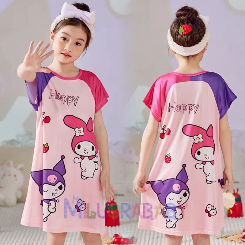 Nuovi Vestiti Estivi per Bambine 4-12 Anni, Camicie da Notte con Stampe Cartoon, Abiti da Principessa, Pigiami per Feste