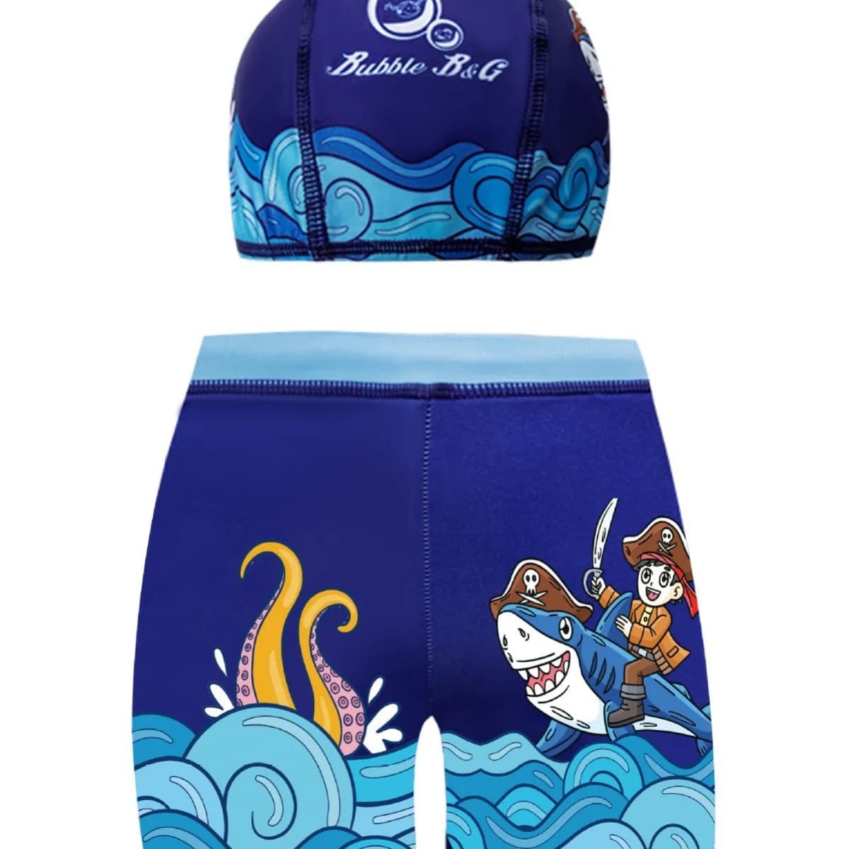 2pcs Boys Swim Shorts with Swim Cap Kids Boys Trunks High Elasticity Breathable Quick Dry Kids Swimwear