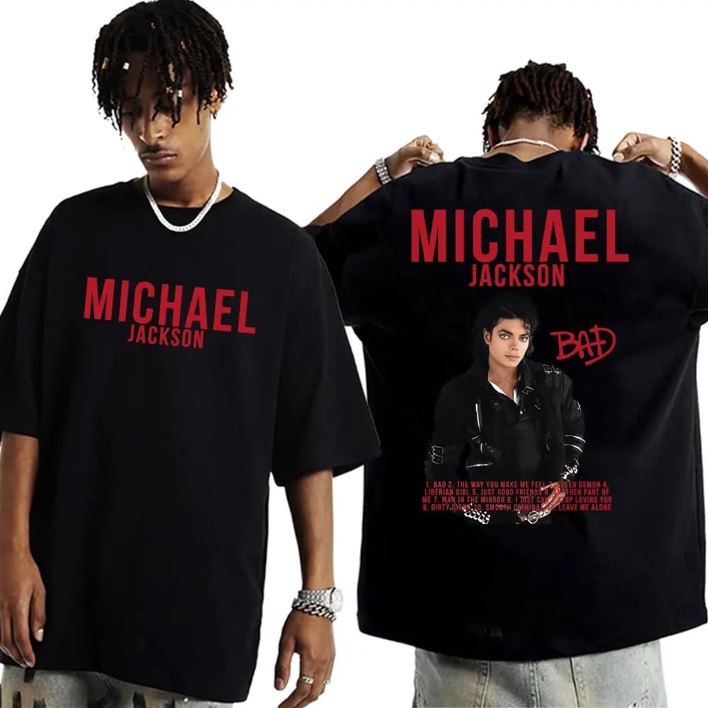 King of Pop Michael Jackson Bad Era Graphics T Shirts Men Women Fashion Classic Pop Music T-shirt Short Sleeve Oversized T Shirt