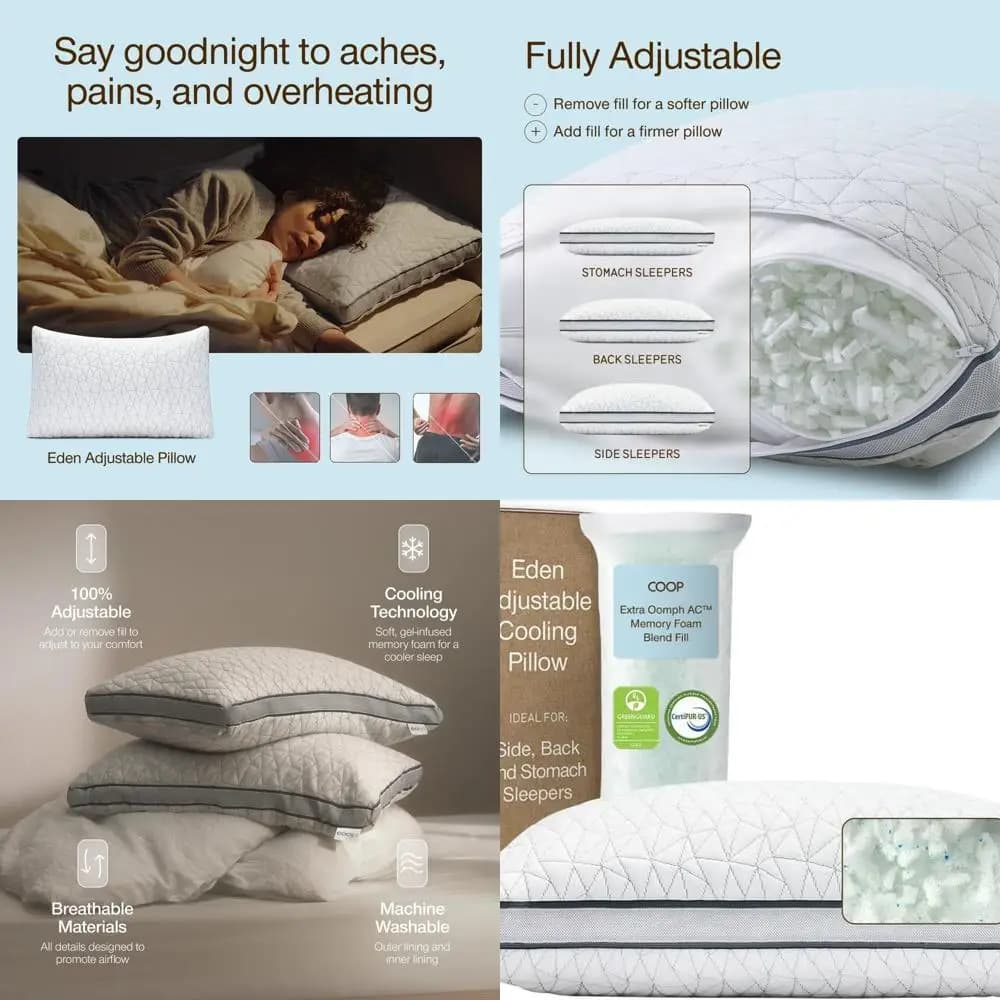 King Size Adjustable Bearing - Memory Foam with Gel, Lulltra Fabric, Suitable for All Resting Positions, Eco-Friendly CertiPUR Certificate