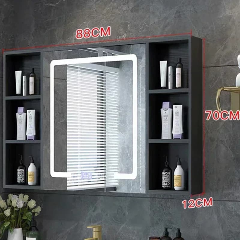 c13-Smart Bathroom Cabinets Wall-mounted Storage Solid Wood Makeup Bathroom Mirror Cabinet Vanity Home Furniture Armario Bano C