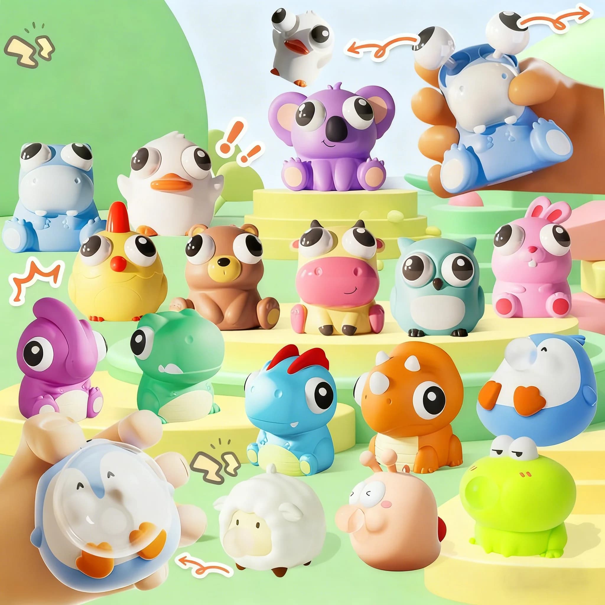 Giocattolo da spremere per gli occhi Sollievo dallo stress Squishy Fidget Giocattoli sensoriali che rimbalzano Spremibile Stellare Bulbo oculare Frutta Animali Regalo per bambini