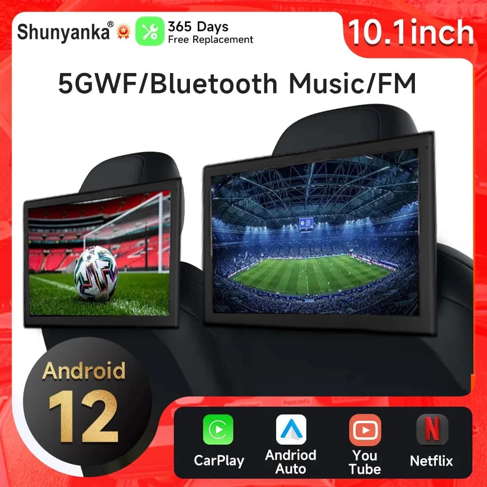 10.1", IPS Touchscreen TV for back seat WiFi BT CarPlay, Netflix/YouTube support, 4K video player