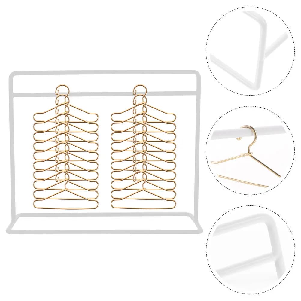 1Set Mini Clothes Rack Simple Clothes Hangers Display Organizer Garment Storage Rack Kids Decor Mini Hangers