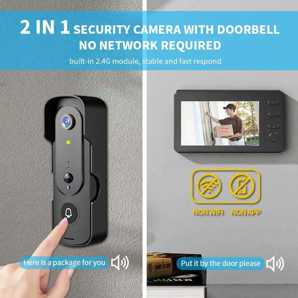 Campanello video wireless con schermo 4.3 ''IPS 1080P Telecamera per campanello per porta con visione notturna IR bidirezionale per ufficio domestico intelligente