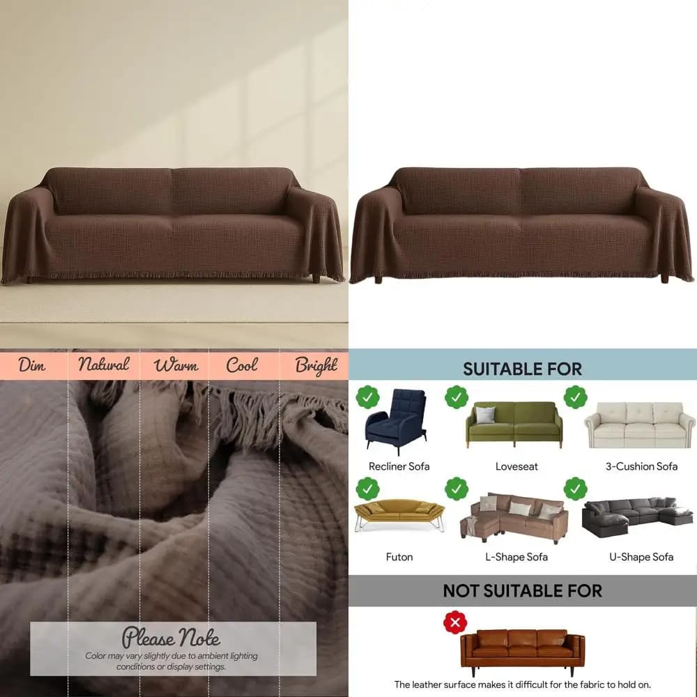 100% Organic Cotton Cover, Boho Style, 4-strate muslin, 91 cm Width, Brown, 91x165/230x420cm