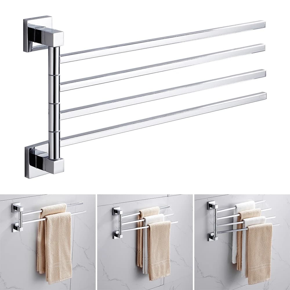 Portasciugamani da bagno girevole da 2/4 bar Staffa da parete per cucina Risparmia spazio Organizzatore portasciugamani in alluminio