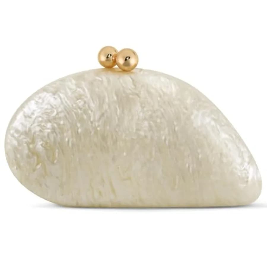 Borsa Clutch in Acrilico a Forma di Conchiglia per Donne, Elegante Borsa da Sera Effetto Marmo, Pochette per Matrimoni e Feste
