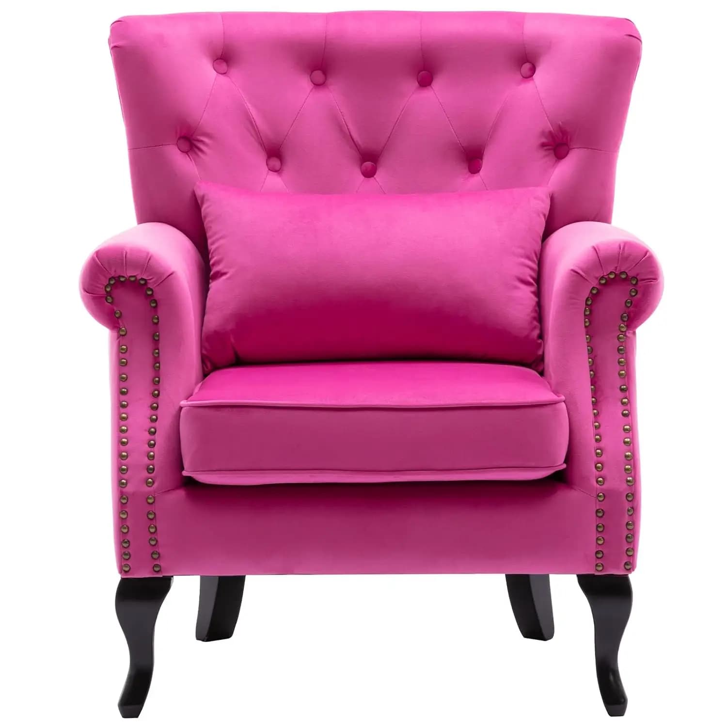 Poltrona Club con Schienale Alto in Velluto Trapuntato Stile Mid-Century con Cuscino per Soggiorno e Camera da Letto, Personalizzabile