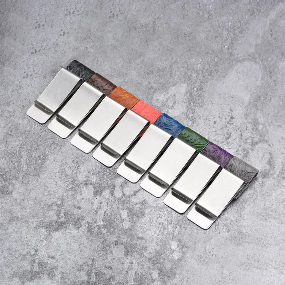 Genuine Leather Pen Clip Stainless Steel Pencil Cover School Student Stationery Retro Notebook Accessories