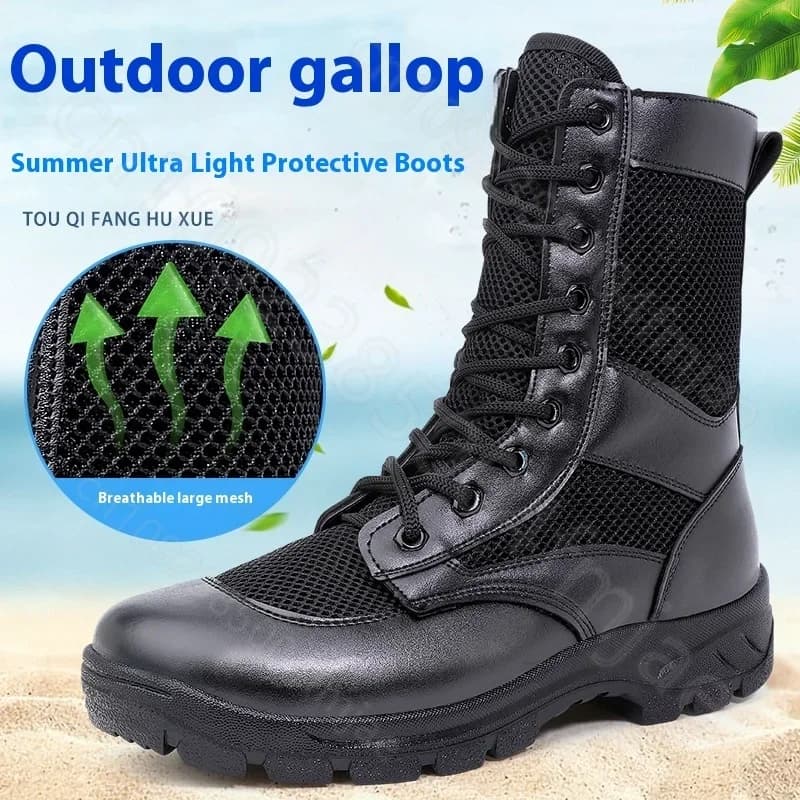 Stivali da combattimento estivi ultraleggeri comode scarpe in rete stivali da alpinismo uomo donna stivali da allenamento alti scarpe di sicurezza