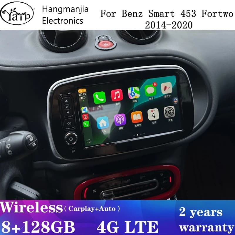 Autoradio Wireless CarPlay Android Auto per Mercedes Benz Smart 453 Fortwo 2014-2020 Sistemi Multimediali GPS Stereo
