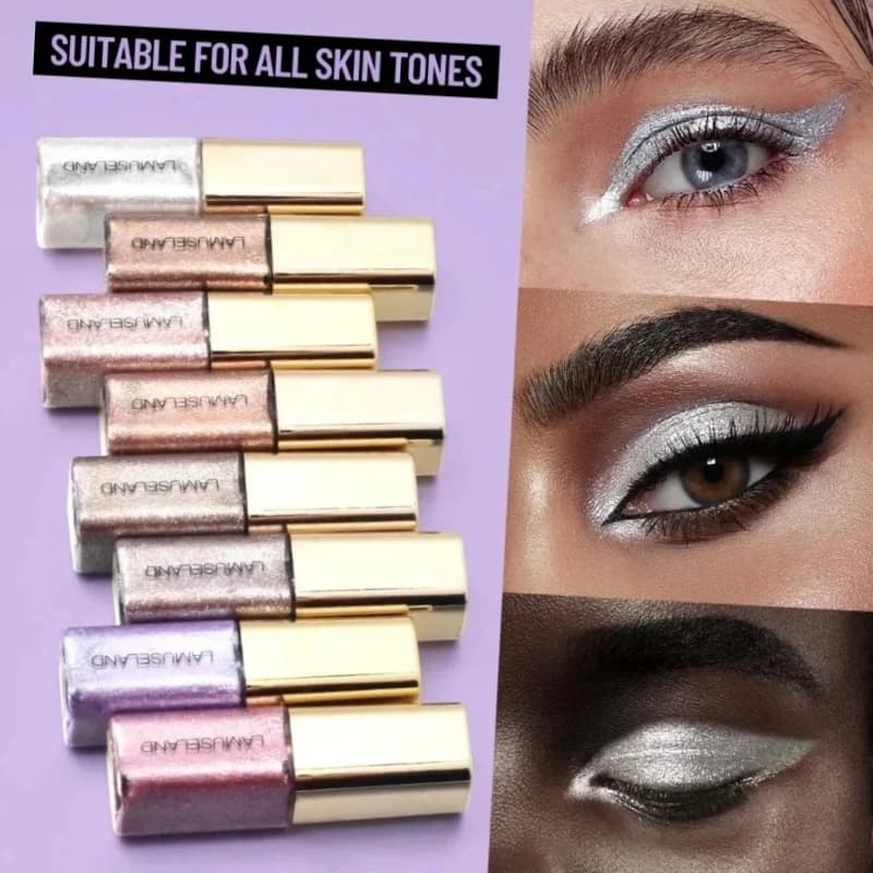 Liquid Eyeshadow Natural Smokey Silver – Waterproof Shimmer Glitter Diamond Shadow for Eyelids, Party & Daily Highlighter