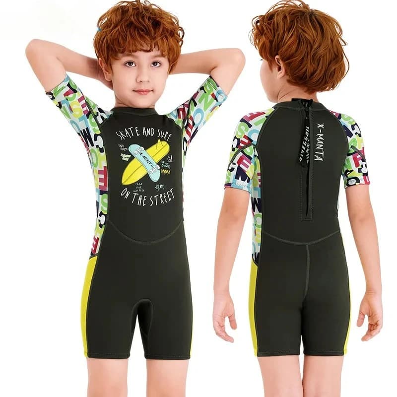 2.5 mm short neoprene swimsuit for children Full mute short sleeves Snorkeling Surf Nuoto Swimsuit for children
