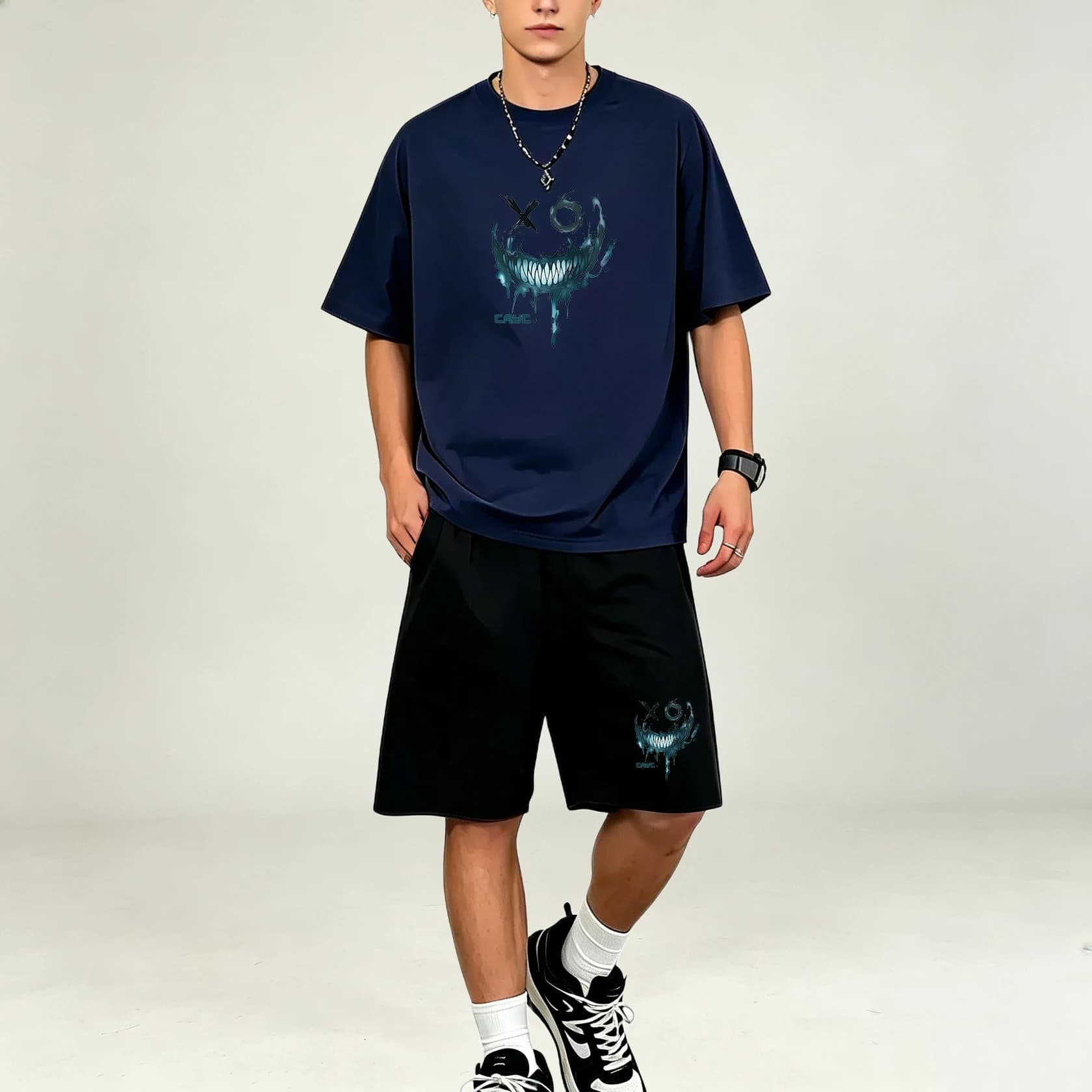 Men T-Shirts Sets Quick Dry Breathable Sports 2 Piece Outfit Crew Neck T Shirt Pocket Sports Shorts Outdoor Walking Leisure Sets