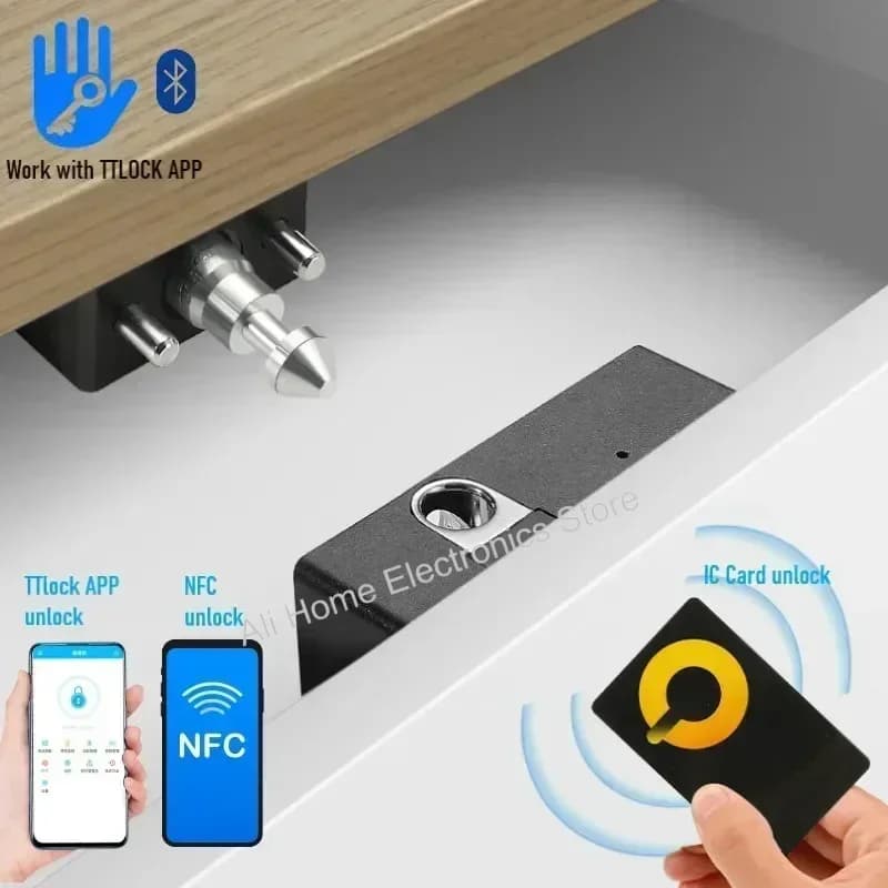 TTLOCK APP Sblocca Smart Lock Hiden Serratura del cassetto Porta scorrevole Serratura dell'armadio Supporto IC Card NFC Sblocco remoto Serrature elettroniche