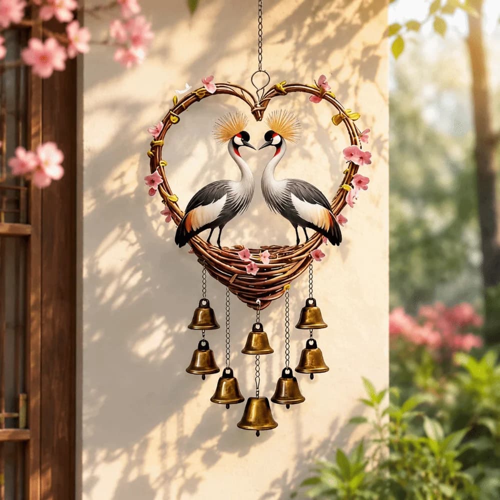 Cute Acrylic Wind Chime with Bells Goose Eagle Bird Hanging Pendant Duck Ornaments Love Shape Pendant Home