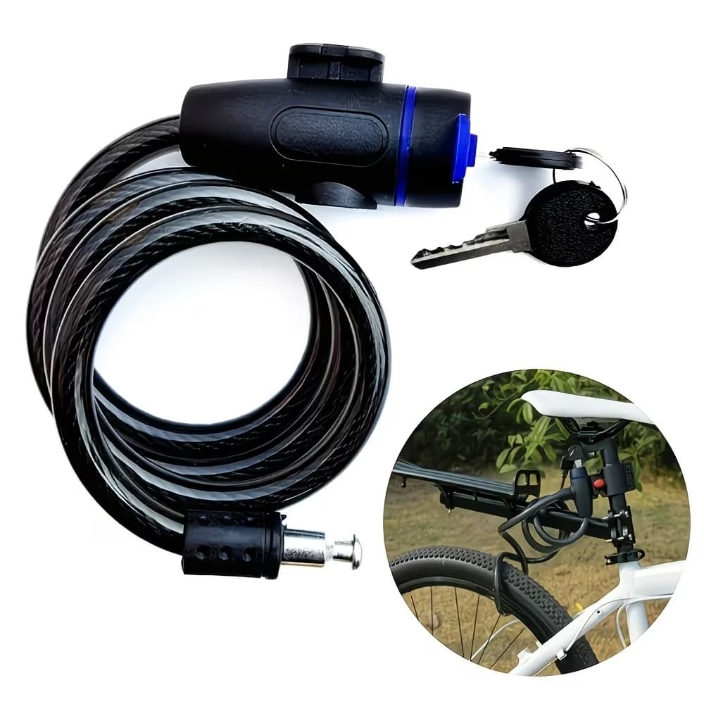 Bicycle Lock Cable, Bicycle Key Lock Heavy Duty Anti-theft Lock Mountain Bike Chain Lock with Key for Outdoor Riding Equipment