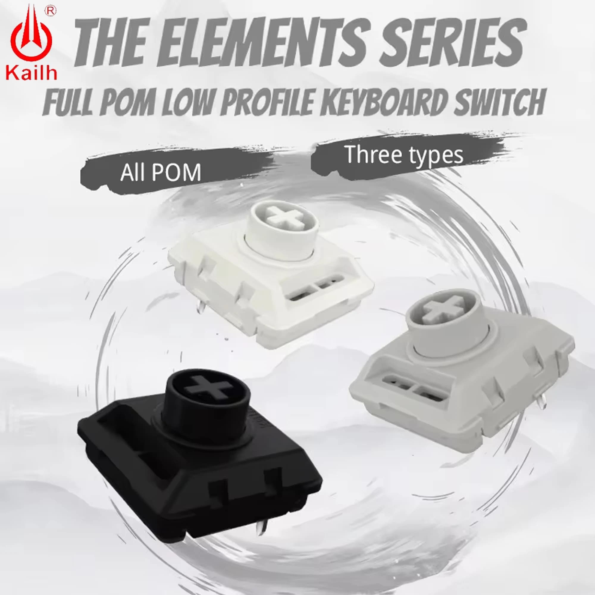 Kailh Customized Low Profile Switches Elenments Series Mechanical Keyboard Linear Tactile Black Cloud Hide Mountain Switch POM