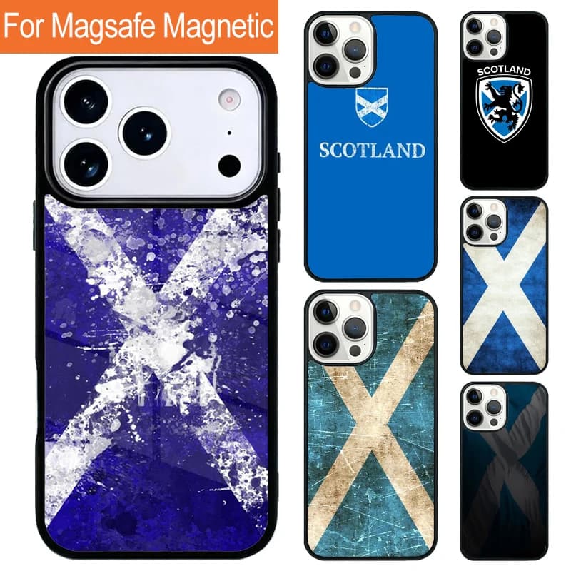 Custodia Magnetica Morbida con Bandiera Scozzese per iPhone 17 Pro 16 15 13 12 11 Pro Max Air 14 Plus Magsafe