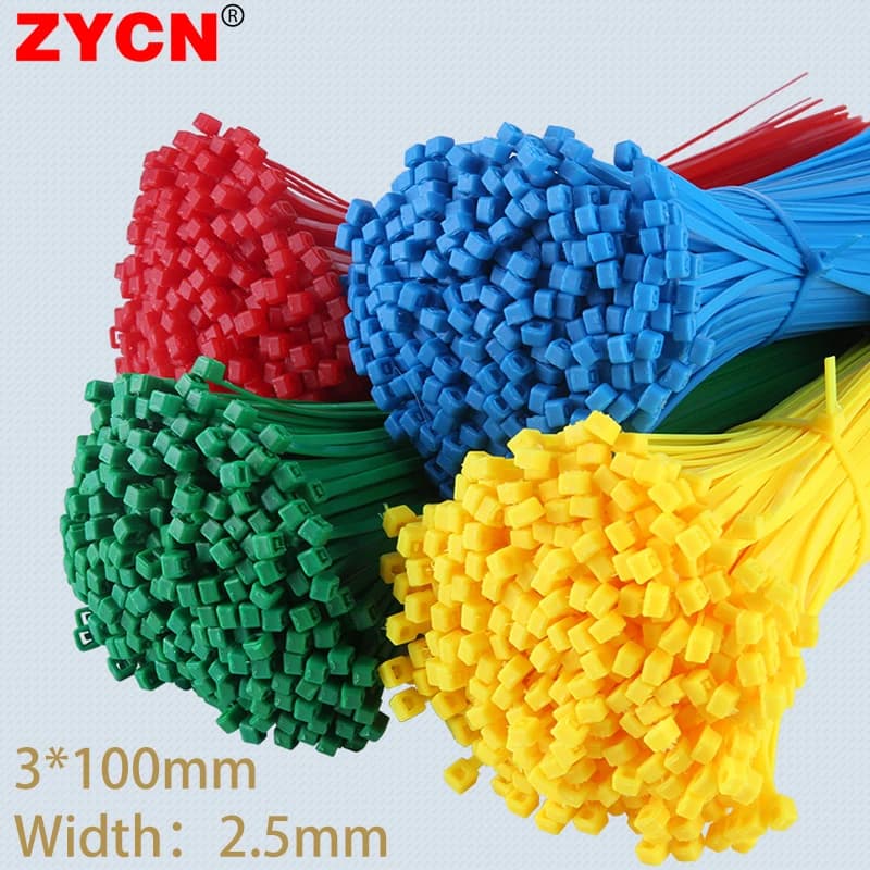 100 Pz Colore 3x100mm Larghezza 2.5mm Fascette autobloccanti Filo di nylon Zip Organizer Anello di fissaggio Flangia di plastica Vincolante