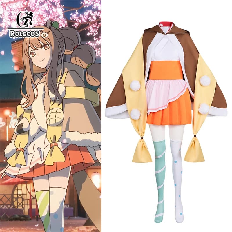 ROLECOS Anime Principessa Cosmica Kaguya! Costume cosplay Isayama Mami in stile kimono giapponese per donna, costume da carnevale di Halloween