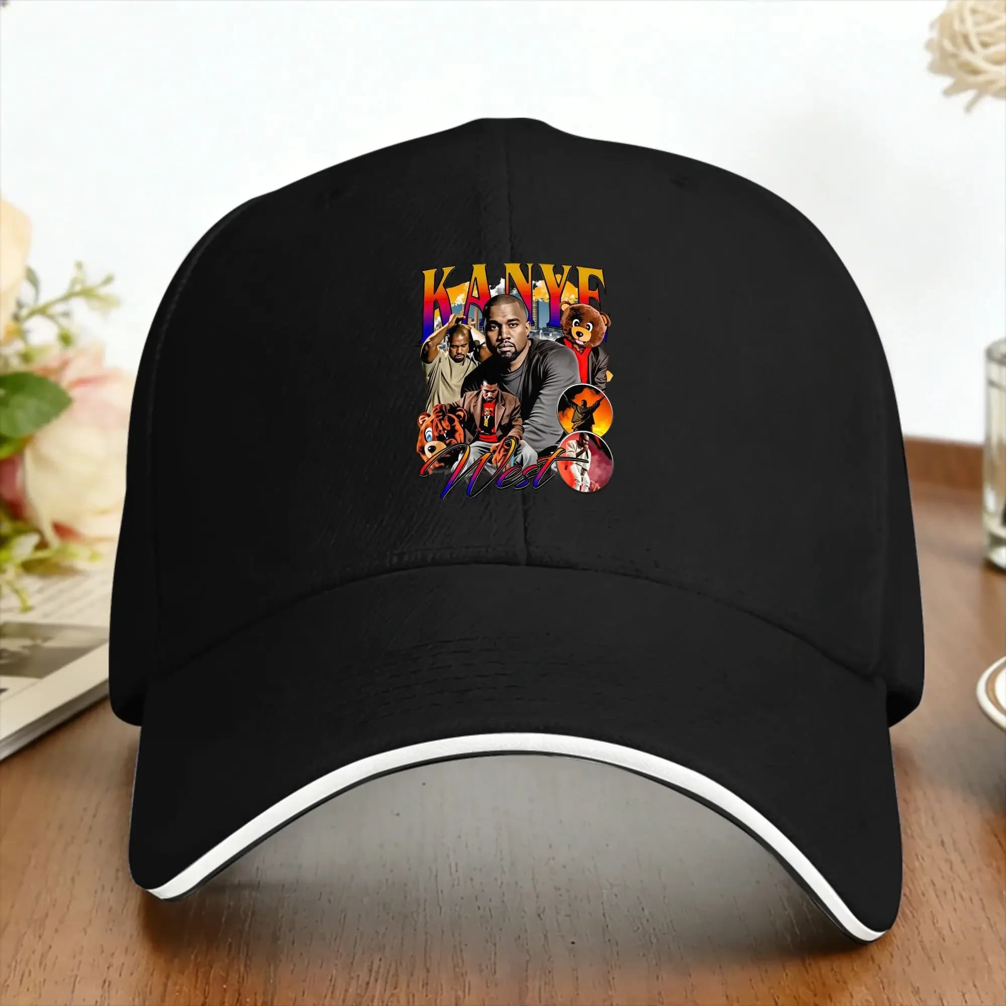 Cappellino da Baseball Casual con Ritratto di Kanye West, Cappello Trucker per Sport all'Aperto, Protezione Solare per Uomo e Donna, Classico Cappello da Baseball