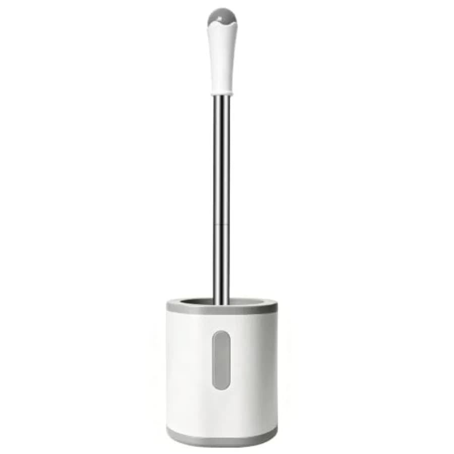 Compact Toilet Brush and Holder, Stainless Steel Handle, Space Saving for Storage, Deep Cleaning, Drip-Proof, Easy to Assemble,