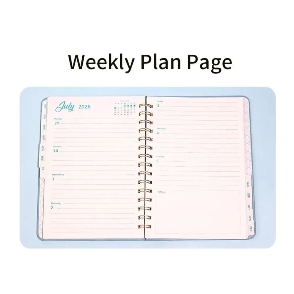 Agenda Settimanale e Mensile A5 2026 con Copertina in Pelle PU, Pianificatore Giornaliero, Blocco Note Autocompletabile con Cinturino, Quaderno per Studio