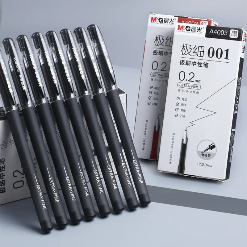 4 pz/lotto 0.2mm Penne Gel Fine Bianco Nero Finanza Penne Ago per la Scrittura Materiale Scolastico Per Ufficio 0.2 Linea Sottile Penna di Cancelleria