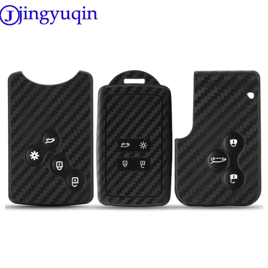 Jingyuqin Custodia per chiave per auto da uomo in carbonio per Renault Kadjar Captur Clio Megane 2 3 4 RS Koleos Logan Scenic Card Case Portachiavi