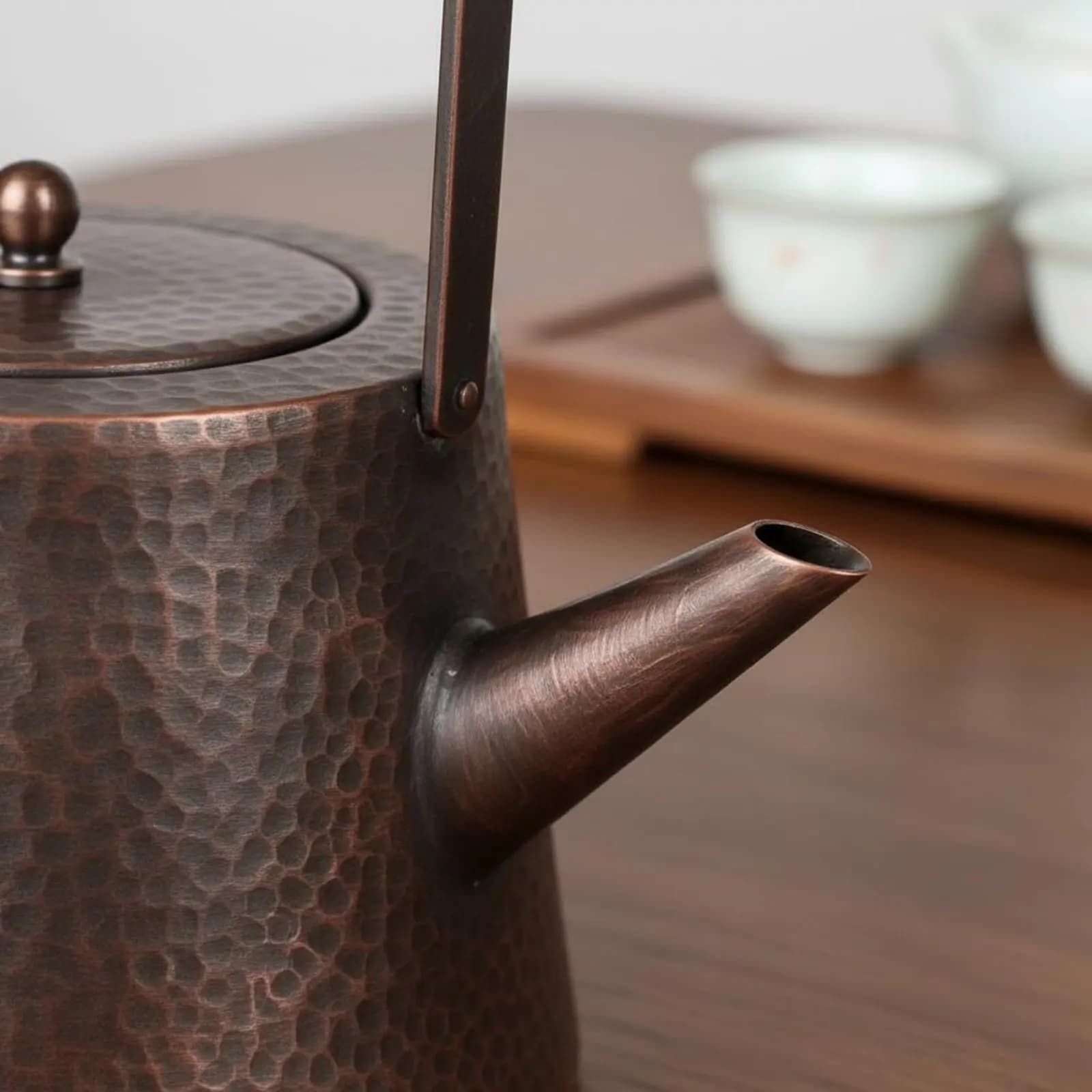 Handmade Copper Teapot Retro Design Large Copper Tea Kettle Houseware for Outdoor, Ceramic Cooktop