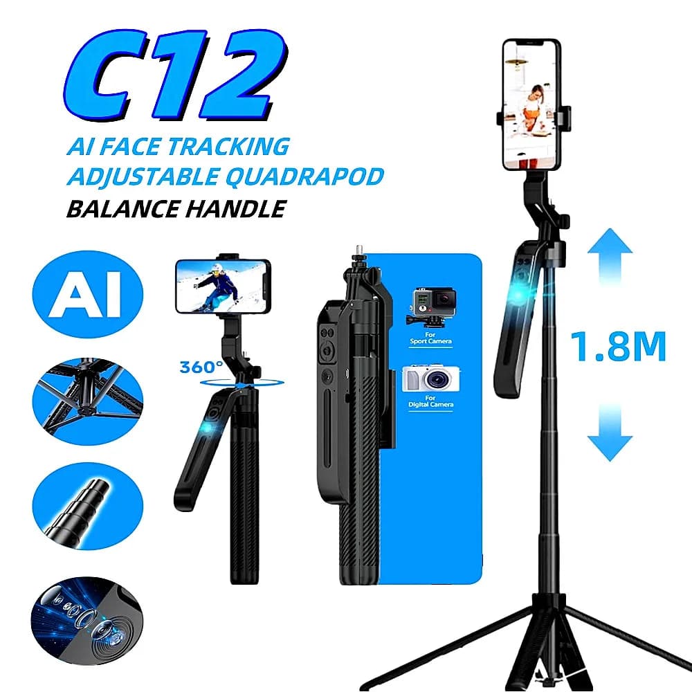 Roreta 2025 nuovo 360 Rotazione Gimbal Stabilizzatore Selfie Stick Treppiede maniglia di equilibrio Per iPhone Smartphone Android Fotografia dal vivo