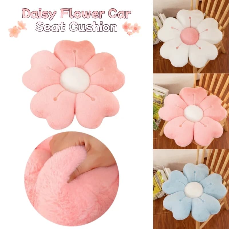 Cuscino per seggiolino auto con fiore margherita Cuscino morbido in peluche Simpatico cuscino floreale con girasole per tappetino per auto accogliente regalo per le vacanze