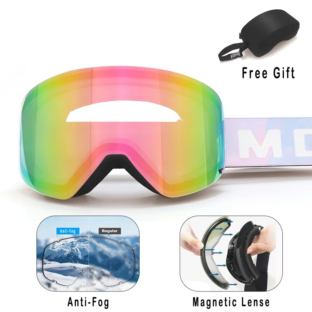 Magnetic Ski Goggles Men Women Double Layers Anti Fog big Snowboard Goggles UV400 REVO For Alpine Slope Skiing Hiking Training