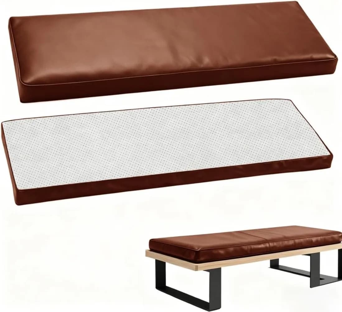 Cuscino per panca impermeabile personalizzato con doppio bordo in pelle cerata, materassino lungo per divano, sedia, giardino, patio, finestra a bocca di lupo